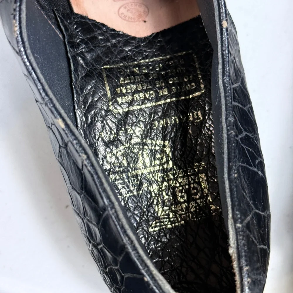 G.B.H. Field Derby Shoes Mens 8.5 Black Genuine Reptile Leather Exotic Oxfords